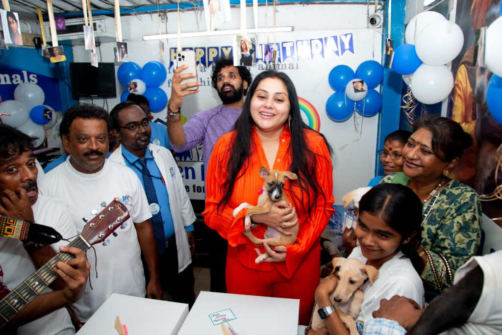 Actress Namitha celebrates her birthday with furry friends at HEAVEN FOR ANIMALS (HFA), Anna Nagar