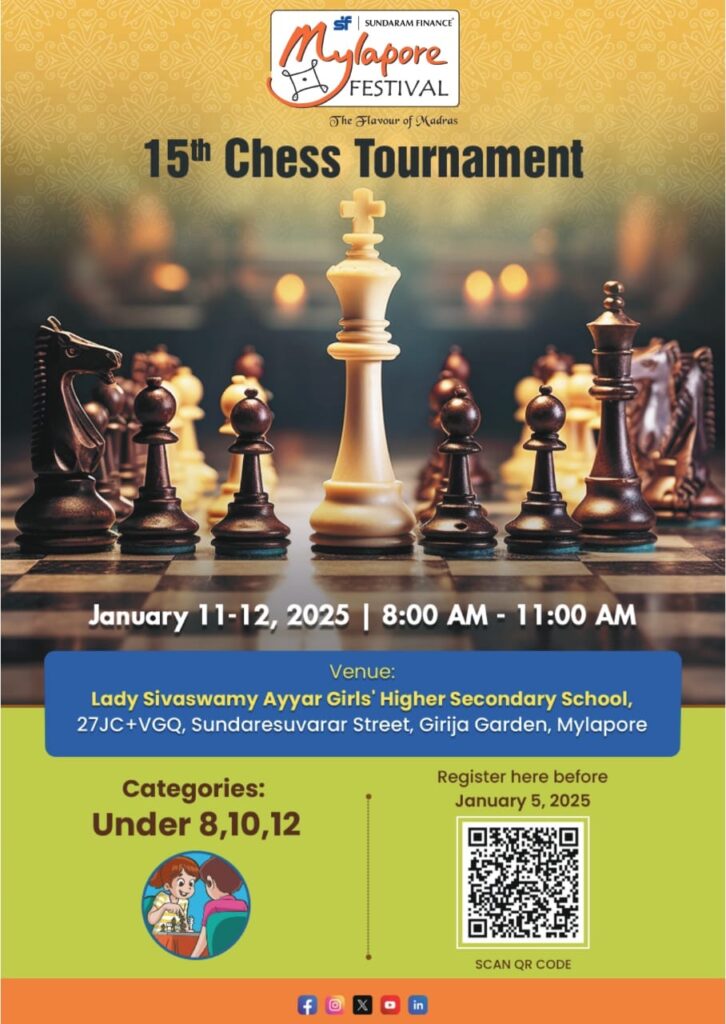 Sundaram Finance invites entries for Chess Tournament as part of Mylapore Festival