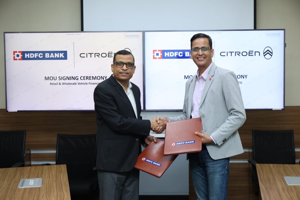 CITROËN INDIA PARTNERS WITH HDFC BANK TO OFFER COMPREHENSIVE RETAIL & DEALER FINANCE SOLUTIONS