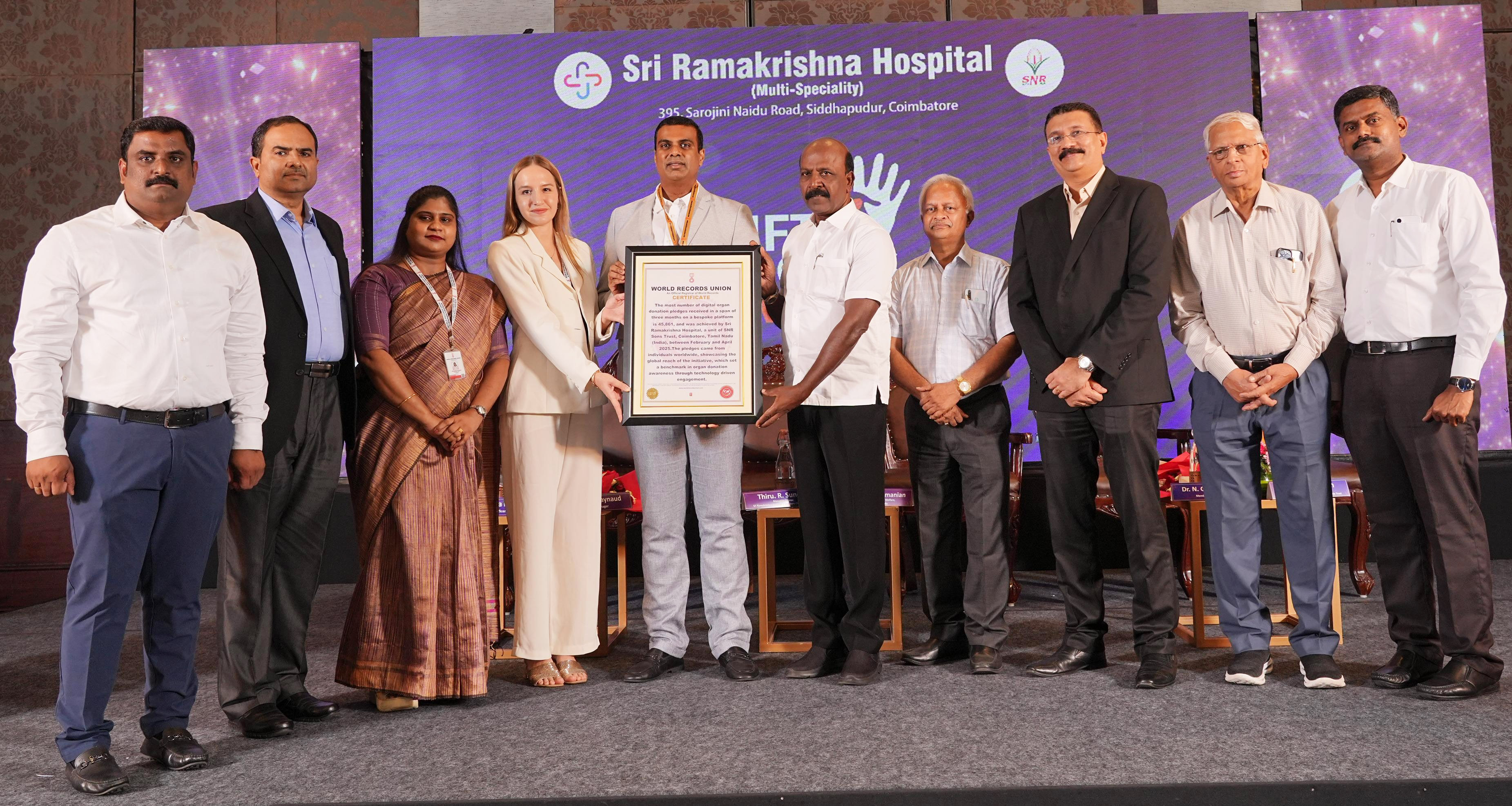 Sri Ramakrishna Hospital sets a new world record with 45,861 organ donation pledges in three months