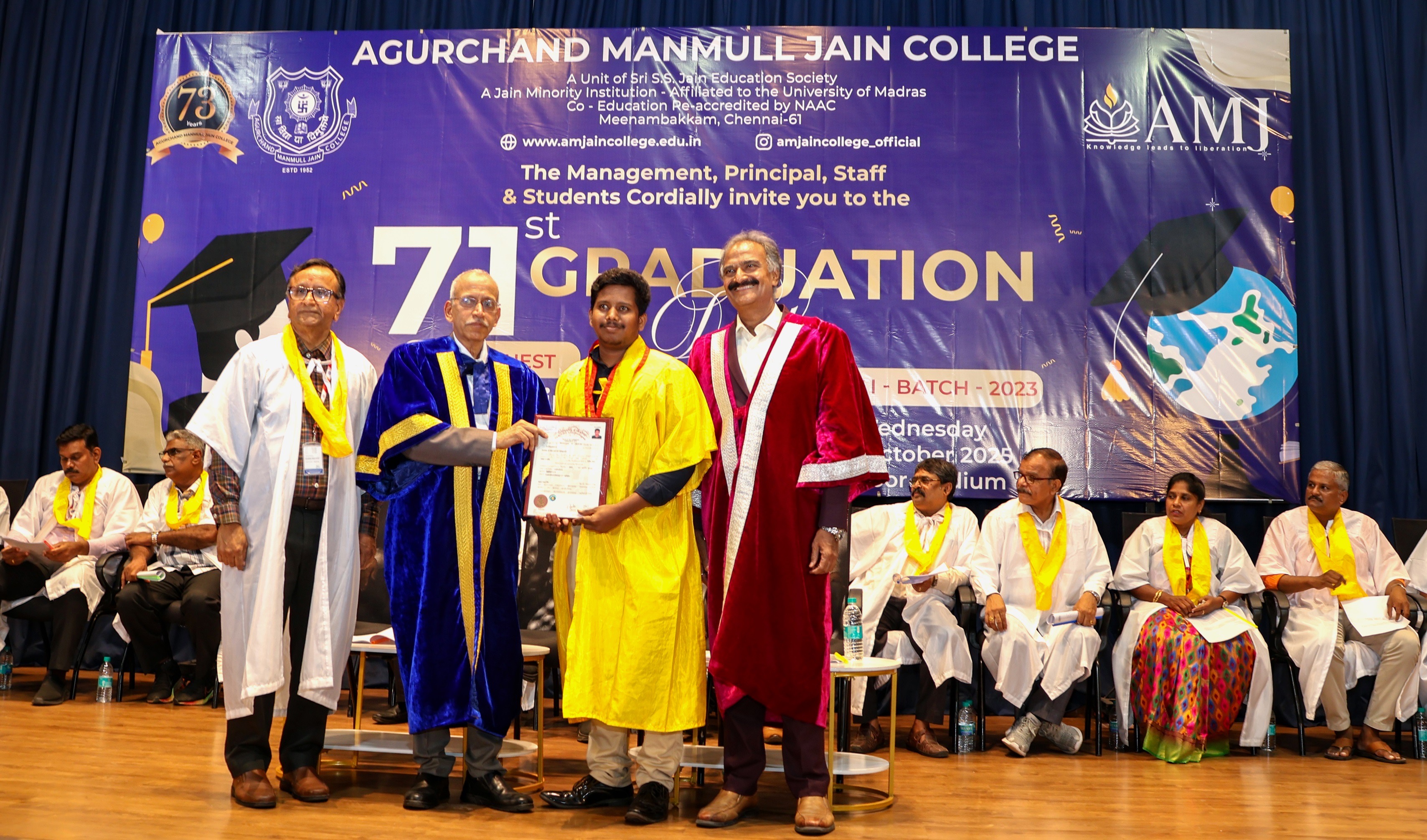 Agurchand Manmull Jain College Hosts its 71st Graduation Day Ceremony
